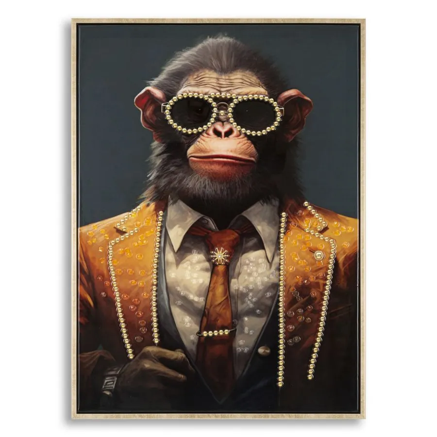 MALOWANY OBRAZ NA PŁÓTNIE Lakierowany MONKY z RAMĄ 52,5x2,8x72,5 cm